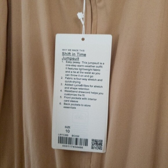 Lululemon Shift in Time Criss-Cross Back Elastic Waist Jumpsuit Beech Wood NWT - Picture 11 of 14